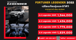 ราคา fortuner legener-ตารางดาวน์ผ่อน fortuner legender-โปรโมชั่น fortuner legender-ส่วนลด fortuner legender-สเปค fortuner legender-ออฟชั่น fortuner legender-spec fortuner leggender-option fortuner legender