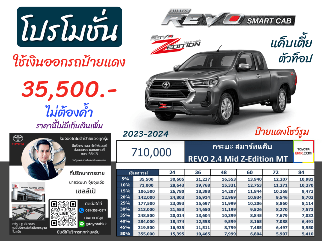 price-installment-down payment-campaign-discount-promotion-toyota revo smart cab z edition-ตารางผ่อน-ดาวน์ต่ำ-ดาวน์น้อย-ดอกเบี้ยถูกพิเศษ-โปรโมชั่น-ไม่ค้ำ-ผ่อนนาน-ราคา-ส่วนลด-แคมเปญ-ของแถม-โตโยต้า รีโว่สมาร์ทแค็บเตี้ย แซดอิดิชั่น กระบะ 2ประตู ตอนครึ่ง
