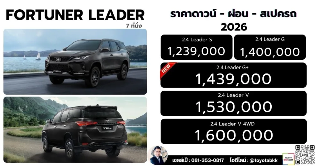 ราคา fortuner leader ลีดเดอร์