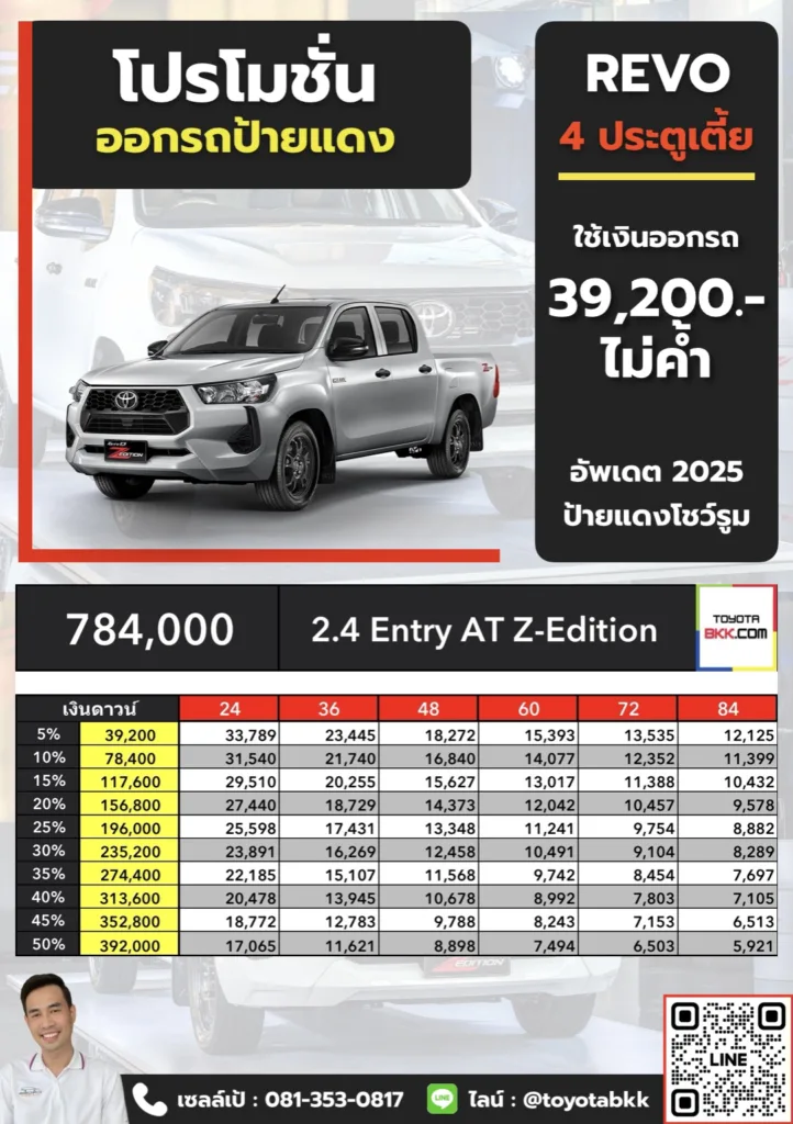 โปรโมชั่น-รีโว่ 4 ประตูเตี้ย-2.4 Entry AT Z-Edition โปรโมชั่น-รีโว่ 4 ประตูเตี้ย-2.4 Entry AT Z-Edition