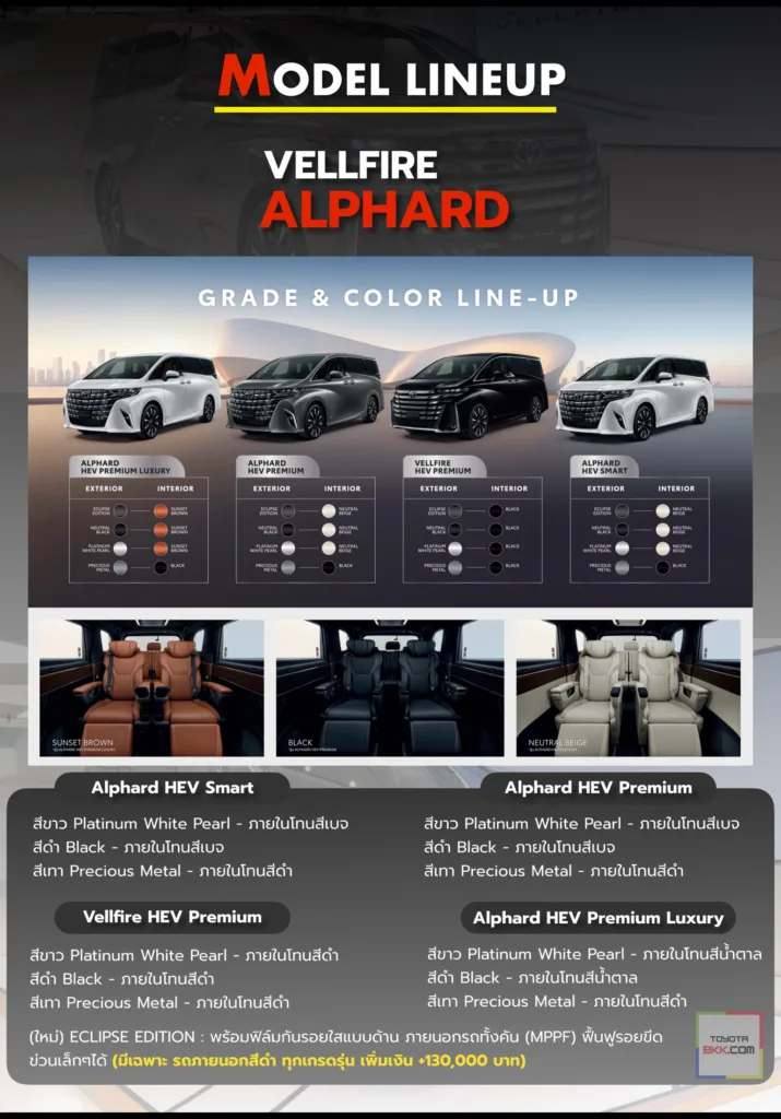 สีรถ Alphard Vellfire อัลฟาร์ด เวลล์ไฟร์